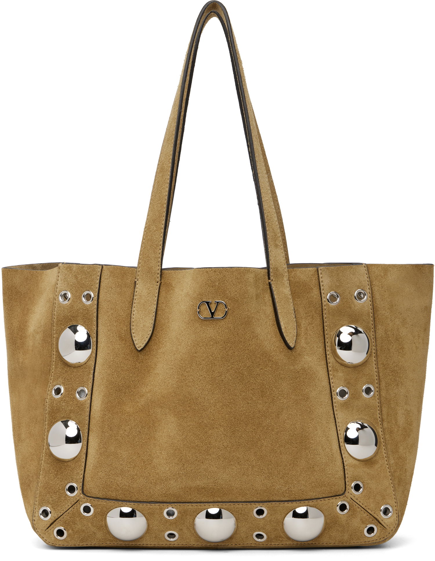 Голяма пазарска чанта Valentino Medium Nellcôte Suede Studded Tote Бежово | 7W2B0R88JET, 0