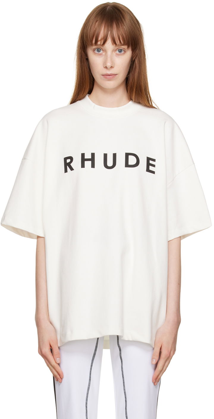 Тениска Rhude Rhude Crewneck T-Shirt Бяло | RHFW22TT02660377, 0