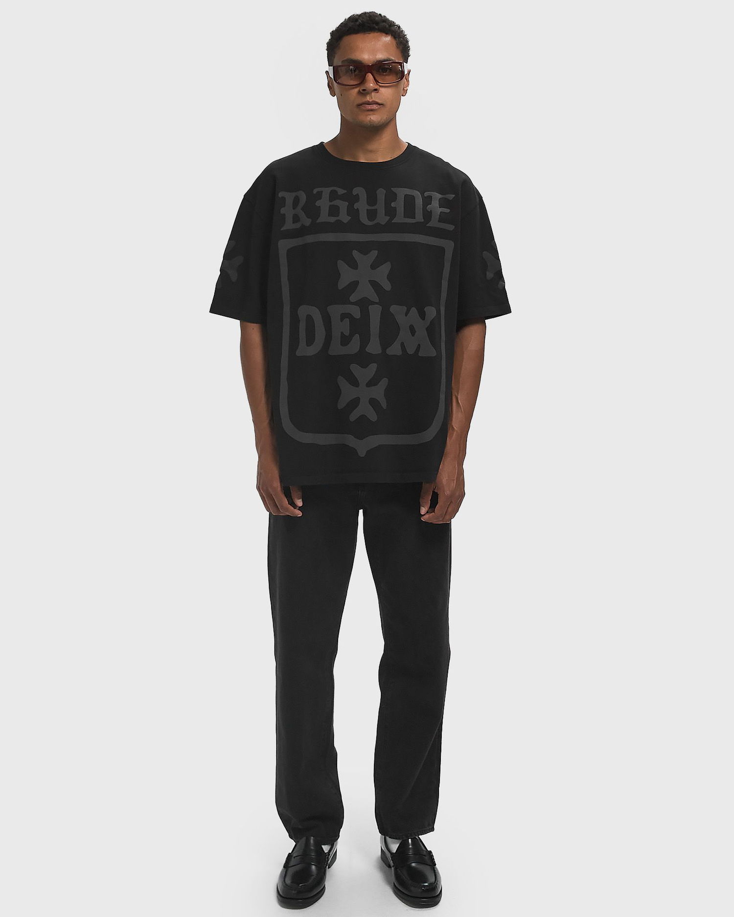 Тениска Rhude Deix Shield Oversized T-Shirt Черно | RHPF25TT08012-0015, 1