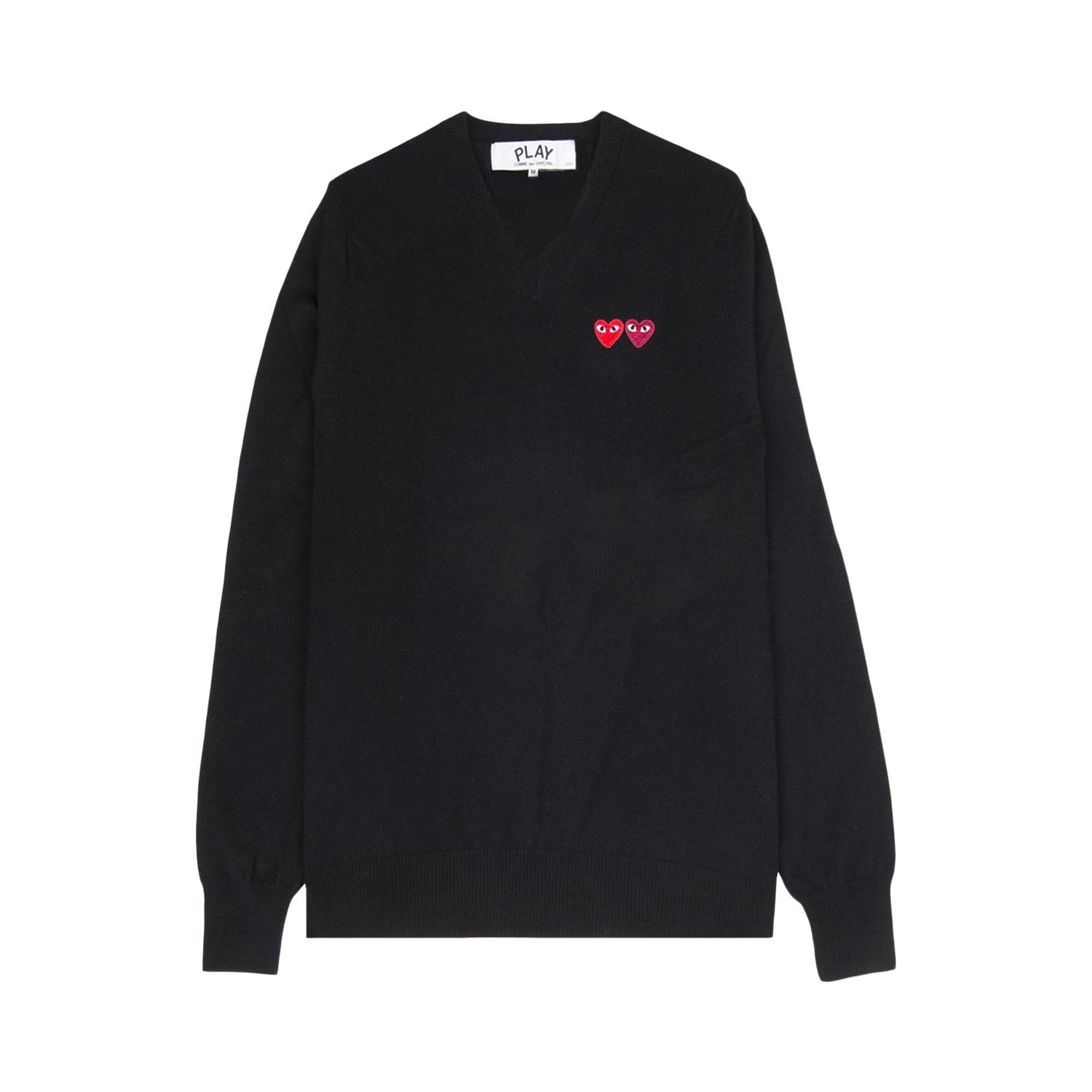 Пуловер Comme des Garçons PLAY Double Heart V-Neck Sweater Черно | AZ N056 051 1, 1