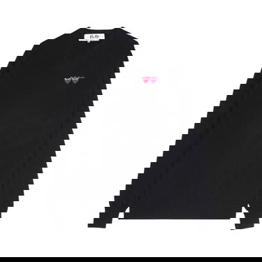 Пуловер Comme des Garçons PLAY Double Heart V-Neck Sweater Черно | AZ N056 051 1, 1