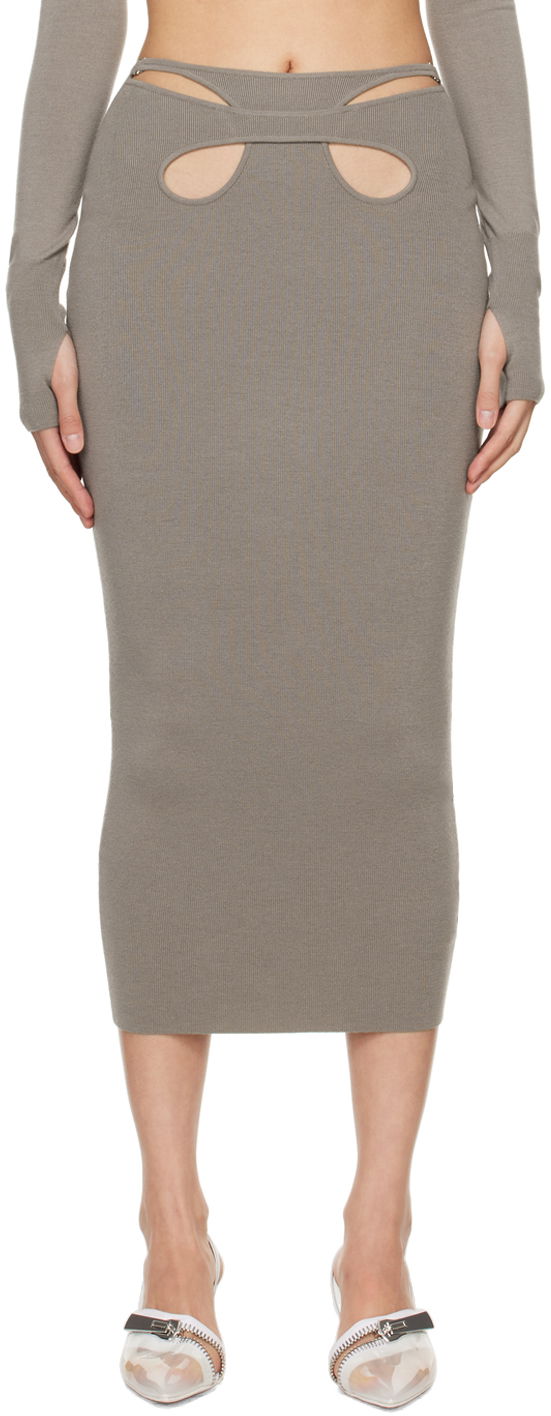 Пола Dion Lee Cutout Detail Knit Midi Skirt Сиво | A7784PS24, 0