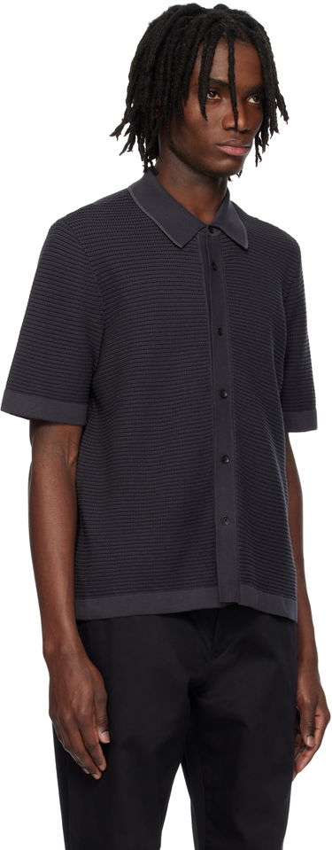 Поло тениска rag & bone Rag & Bone Harvey Striped Jacquard Knit Polo Черно | MBS25S025BC25, 1