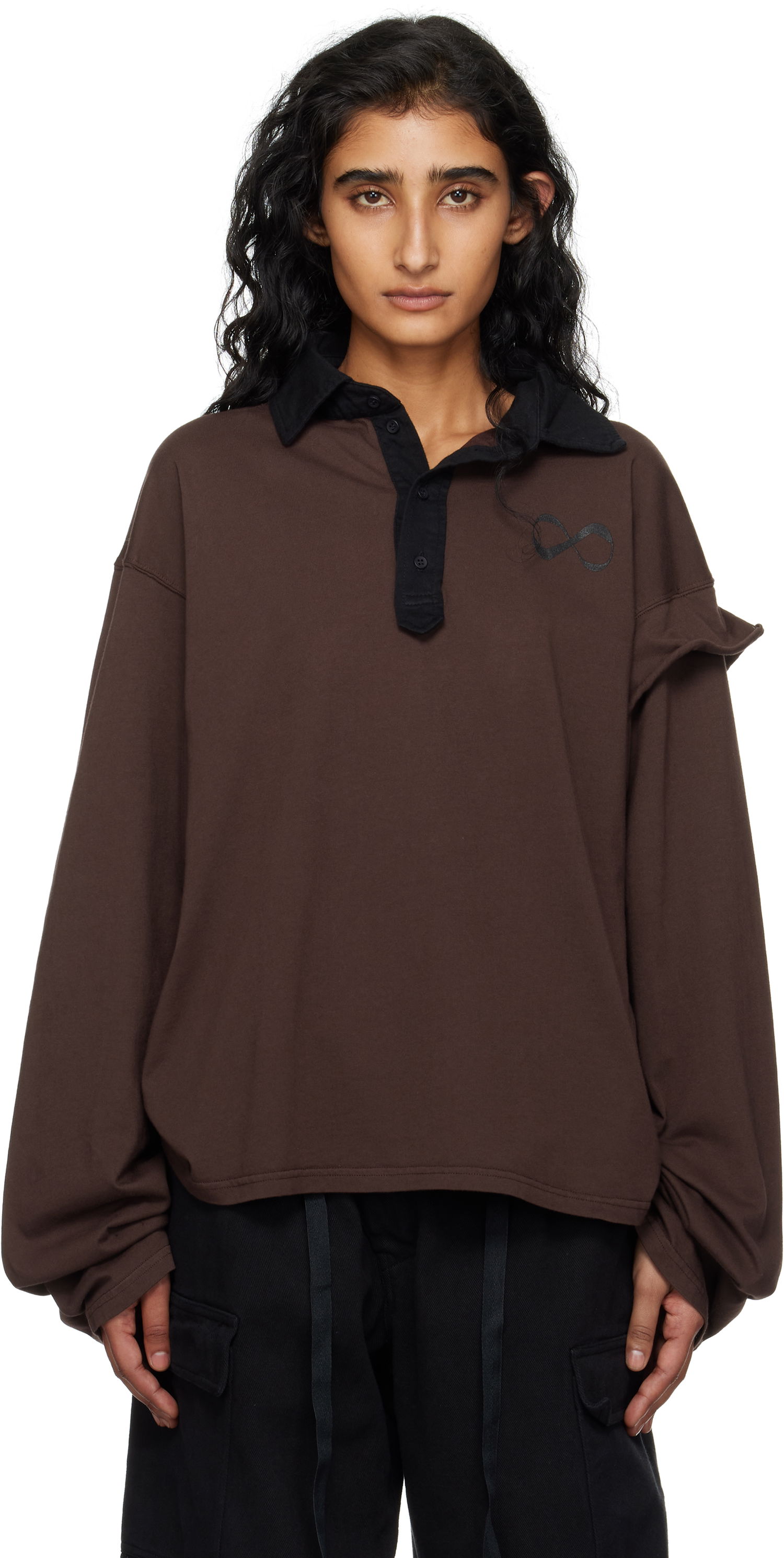Поло тениска Ottolinger Ottolinger Long Sleeve Polo Кафяво | 115-102915-03, 0