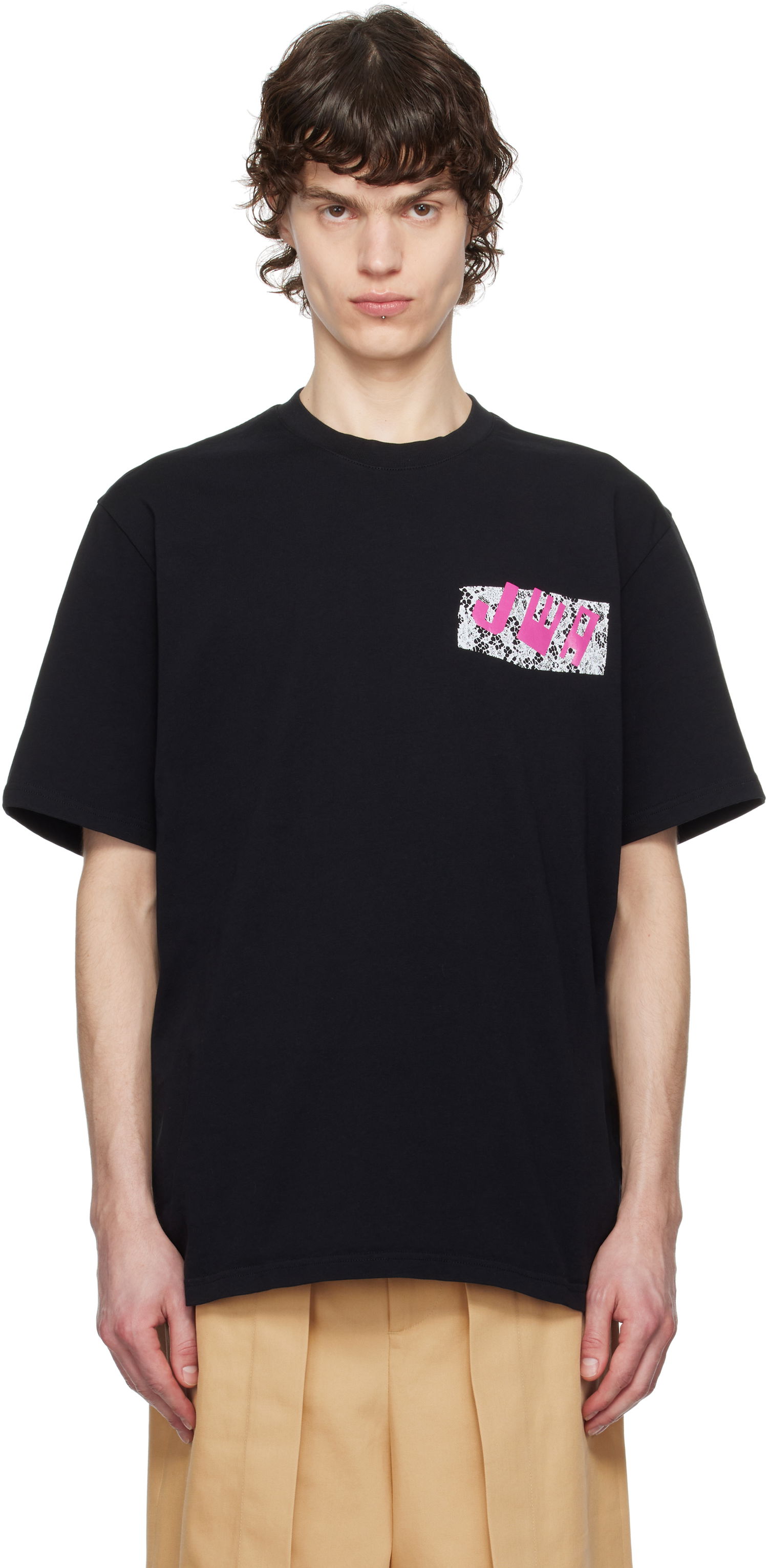 Тениска JW Anderson JW Anderson 'JWA' Lace Trim T-Shirt Черно | JT0272-PG1551, 0