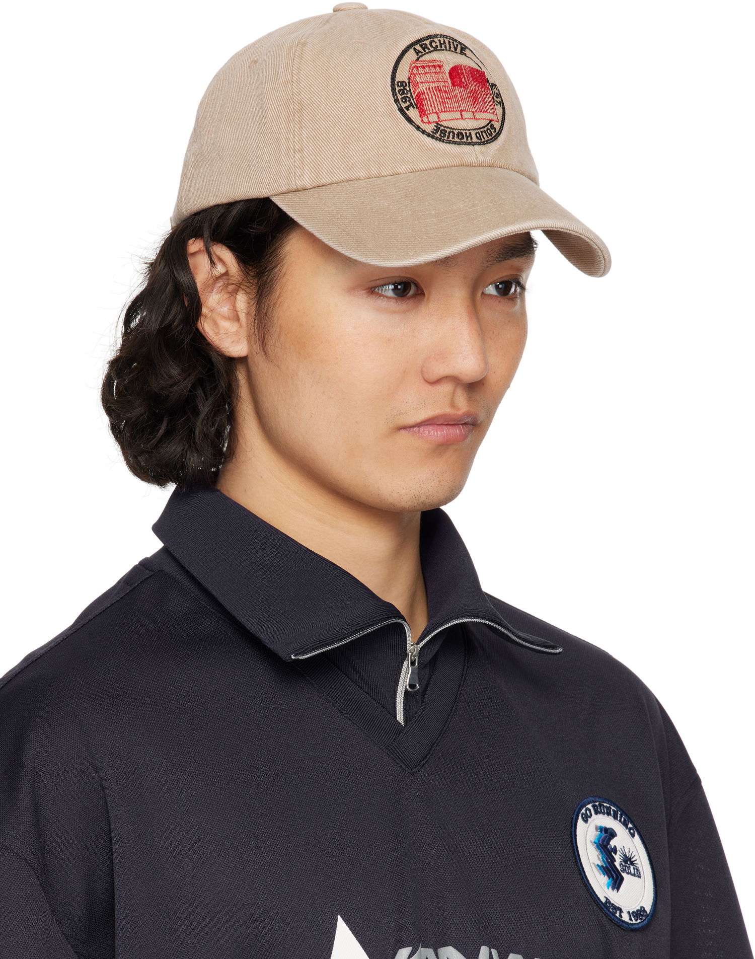 Шапка с козирка Solid Homme Solid Homme 'Solid House' Cotton Ball Cap Бежово | S251AC11, 1