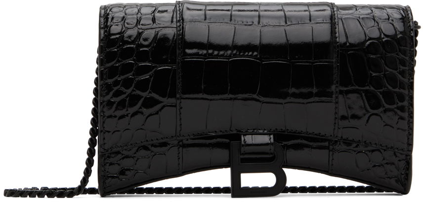 Чанта през рамо Balenciaga Croc Hourglass Bag Черно | 656050 1LR67, 0