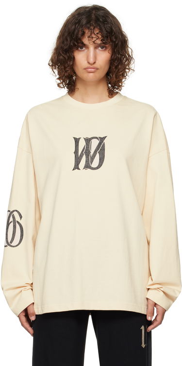 Тениска We11done Letter Logo Print Long-Sleeved T-Shirt Бежово | WD-TT3-24-746-U-BG, 0