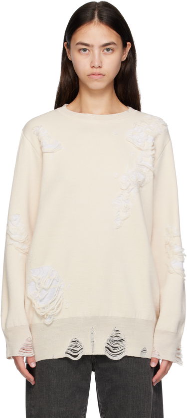 Пуловер Maison Margiela MM6 Maison Margiela Double-Faced Distressed Sweater Бежово | S52HL0046 M13131, 0