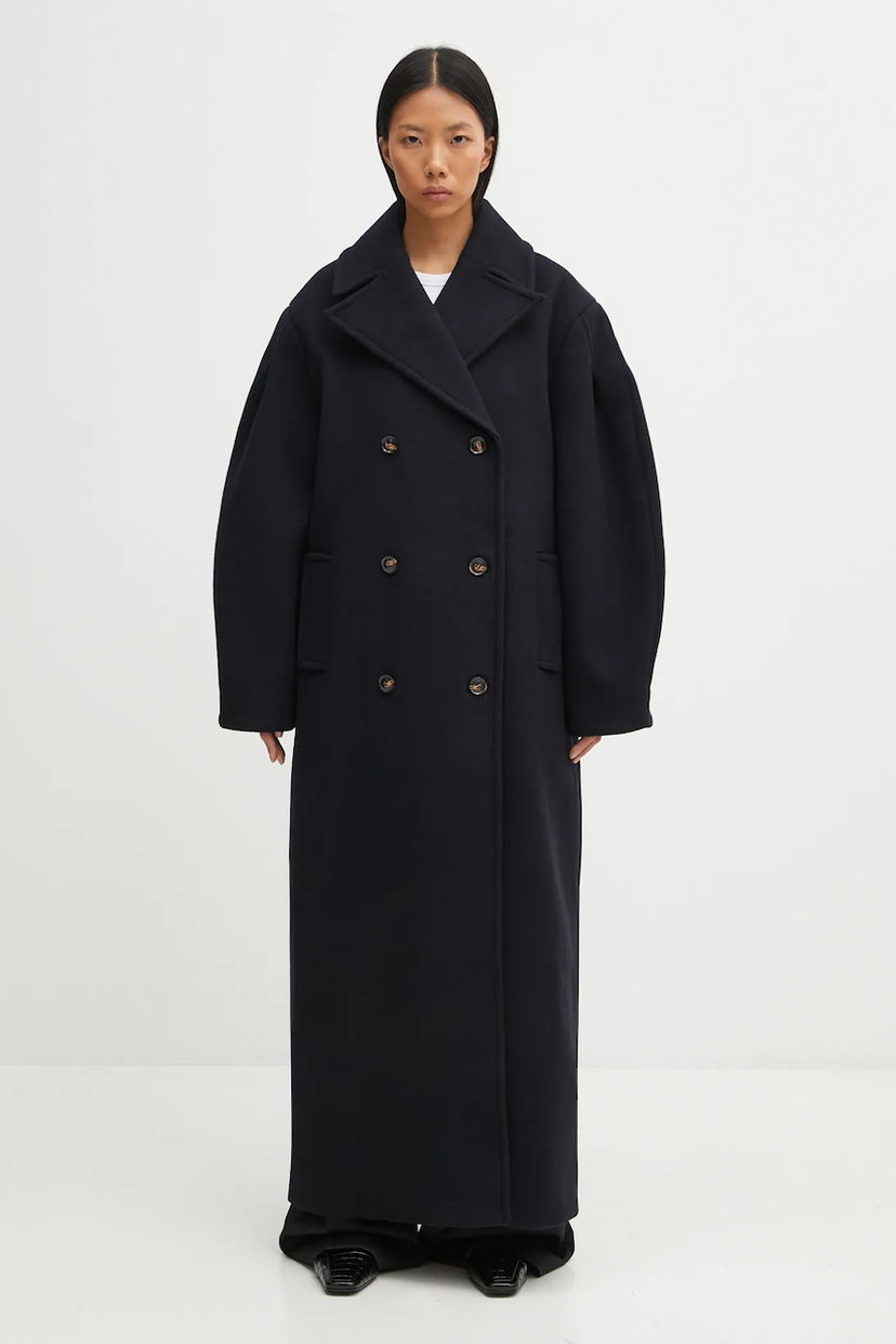 Палта GANNI Peacoat Wool Long Coat Черно | W0802