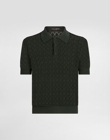 Поло тениска Dolce & Gabbana Dolce & Gabbana Openwork Short-Sleeved Polo Shirt Зелено | GXZ60TJBCFIV7312, 0