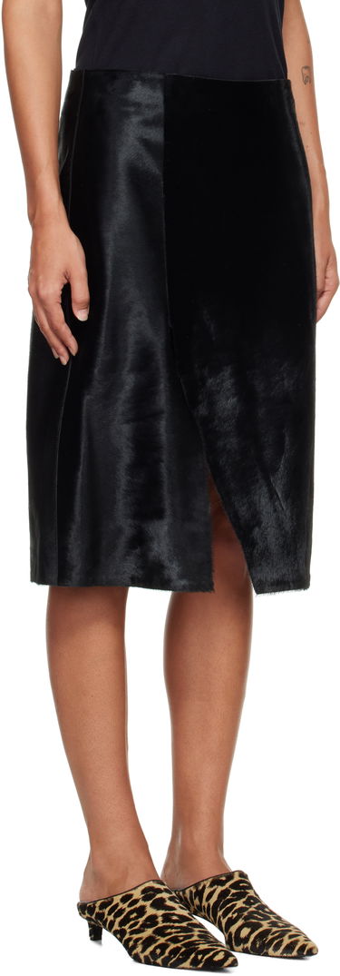 Пола Loulou de Saison Loulou de Saison Myra Asymmetrical Pony-Effect Leather Midi Skirt Черно | MYRA, 1