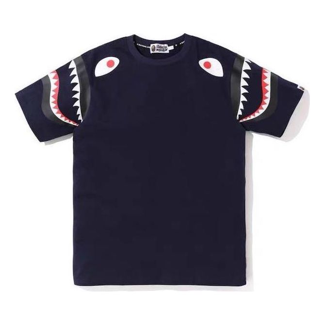 Тениска BAPE Bathing Ape Shark Print Short Sleeve T-Shirt Тъмно синьо | 1F80-109-001, 0
