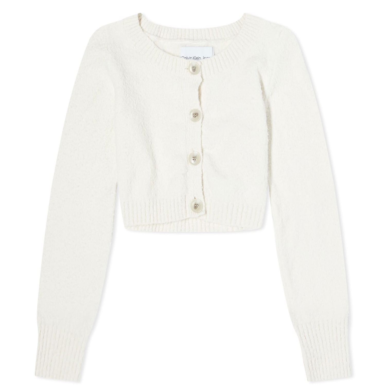 Пуловер CALVIN KLEIN Super Cropped Boucle Cardigan Бяло | J20J221966YBI, 0