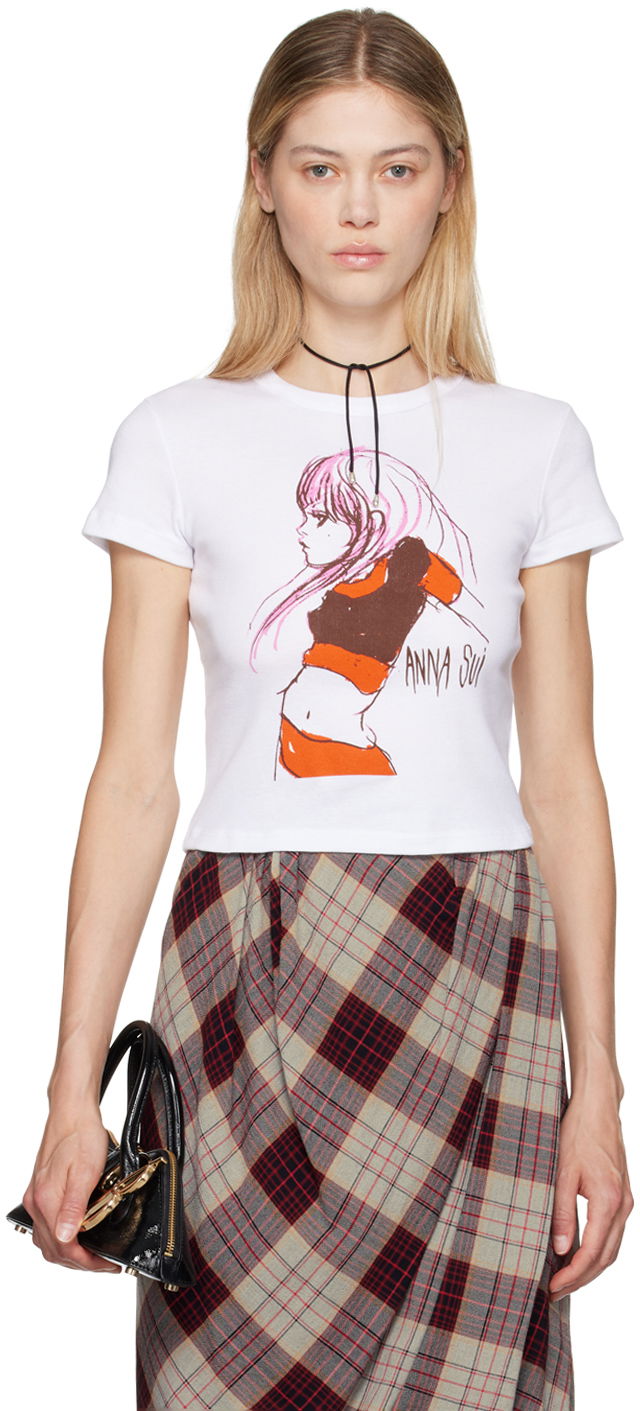 Тениска Anna Sui 'Sui Girl' Graphic T-Shirt Бяло | T624B3