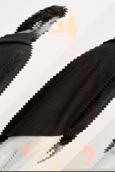 Суитчър Lacoste Teddy Fleece Half-Zip Pullover with Stand-Up Collar Кафяво | SH5500, 2