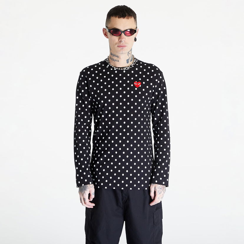 Тениска Comme des Garçons PLAY Heart Logo Long Sleeve Tee UNISEX Черно | AZT166 black