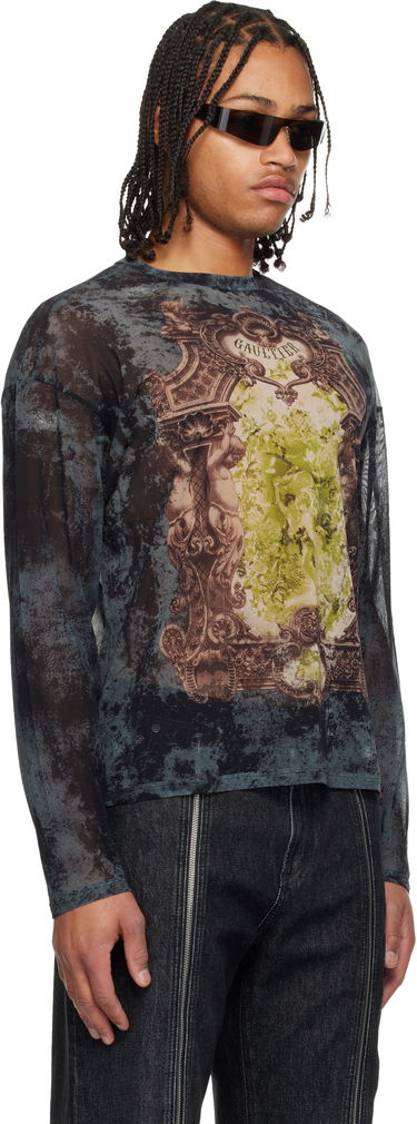 Тениска Jean Paul Gaultier The Oversized Médaillon Printed Mesh Long Sleeve Top Многоцветен | 25/04-W-TO340-M006P-005740, 1