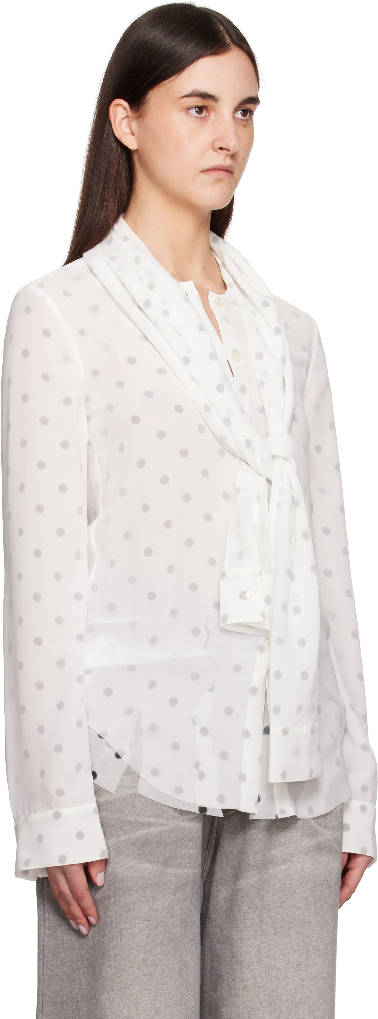 Риза Acne Studios Acne Studios Layered Polka Dot Blouse Бяло | AC0721-, 1
