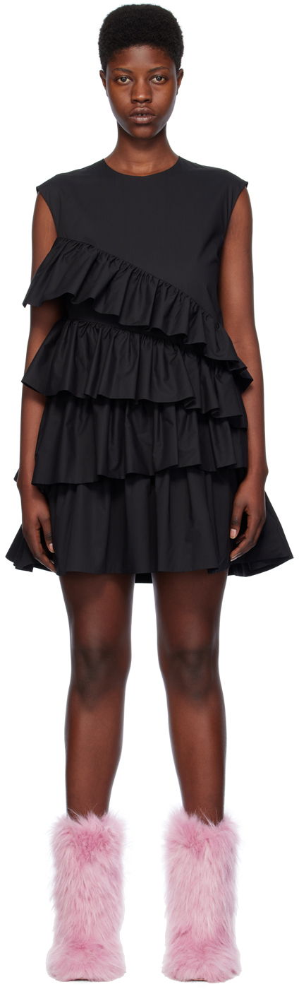 Pокля MSGM Tiered Ruffle Minidress Черно | 3641MDA42 247101