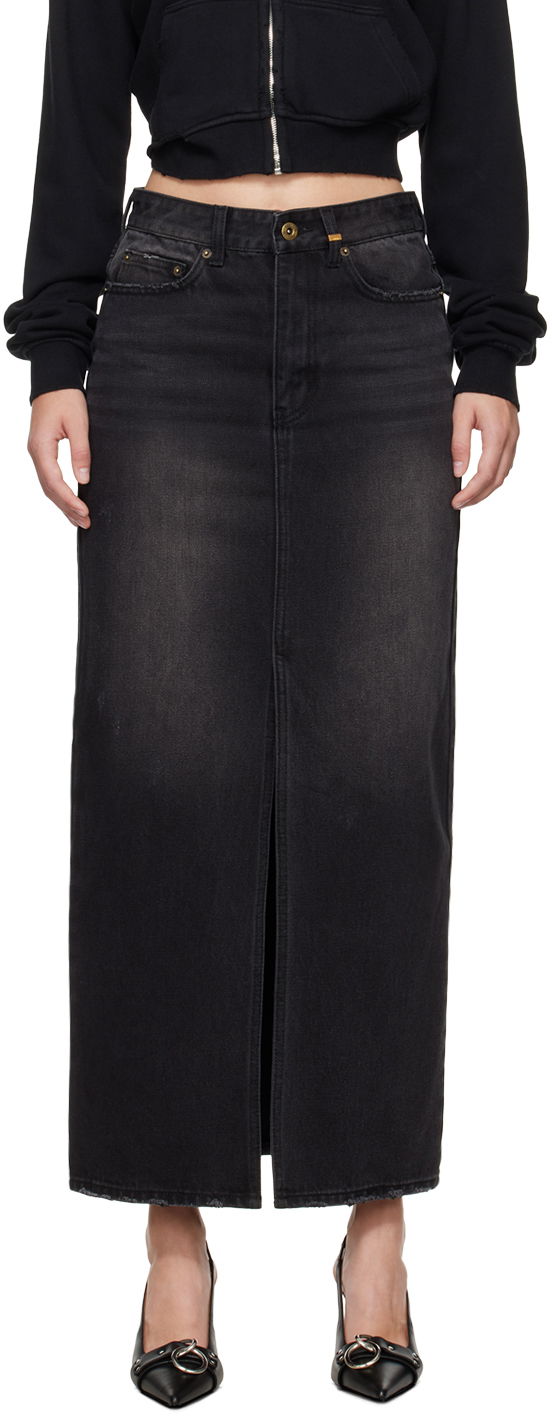 Пола We11done We11done Washed Denim Maxi Skirt Черно | WD-DS2-24-373-W-BK, 0