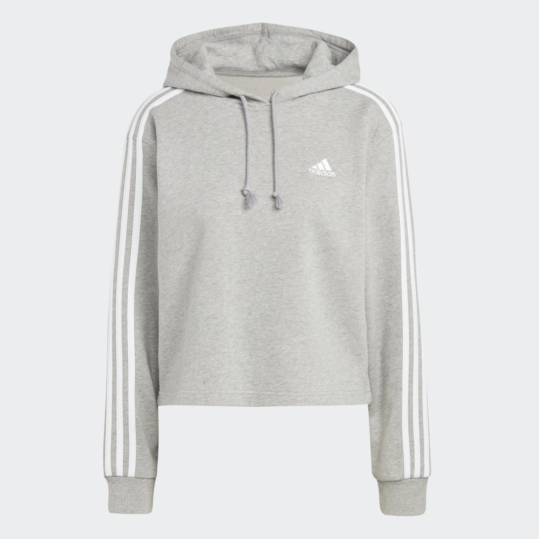 Суитчър adidas Performance 3-Stripes Cropped Hoodie Сиво | IC9910, 1