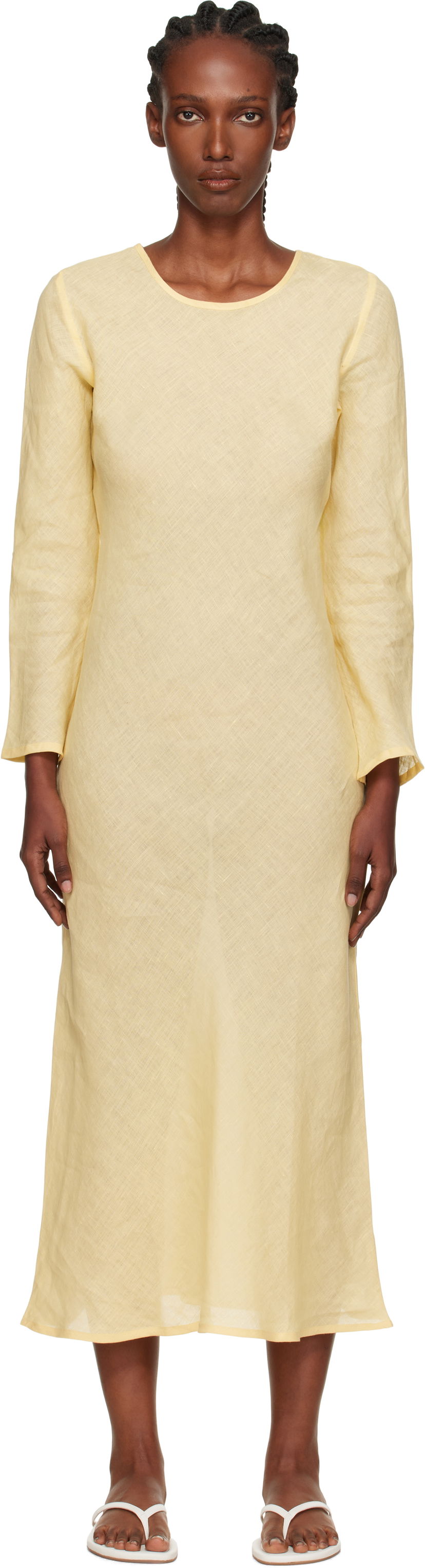 Pокля Baserange Baserange Dydine Long Sleeve Maxi Dress Жълто | DRDYL-FL-AU25