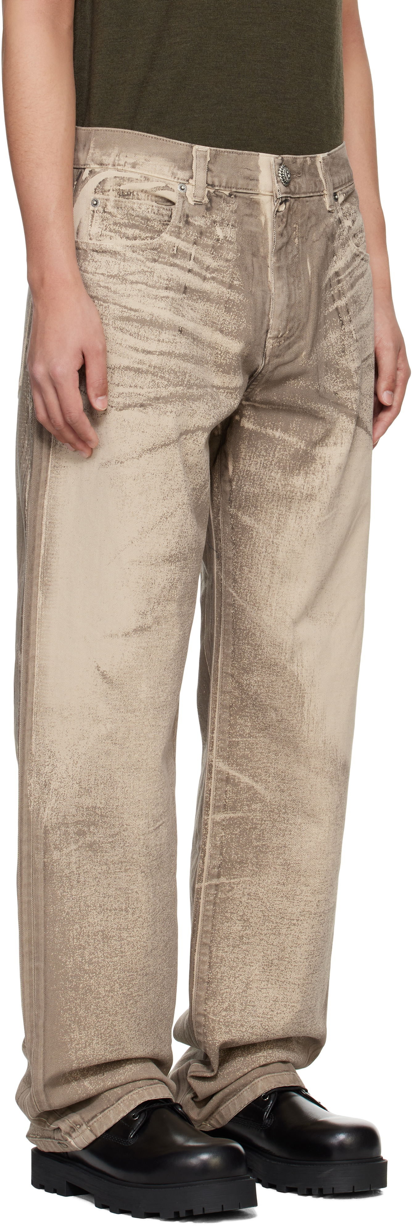 Дънки Balmain Balmain Loose-Fit Jeans Бежово | EH1ML155DF57, 1