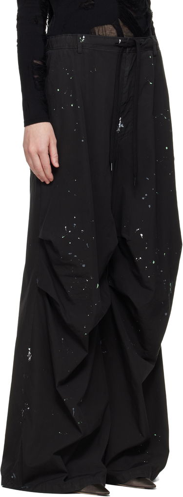 Карго панталони Maison Margiela MM6 Maison Margiela Light Cotton Poplin Wide Leg Trousers with Paint Splatter Черно | S62KB0240 M35458, 1