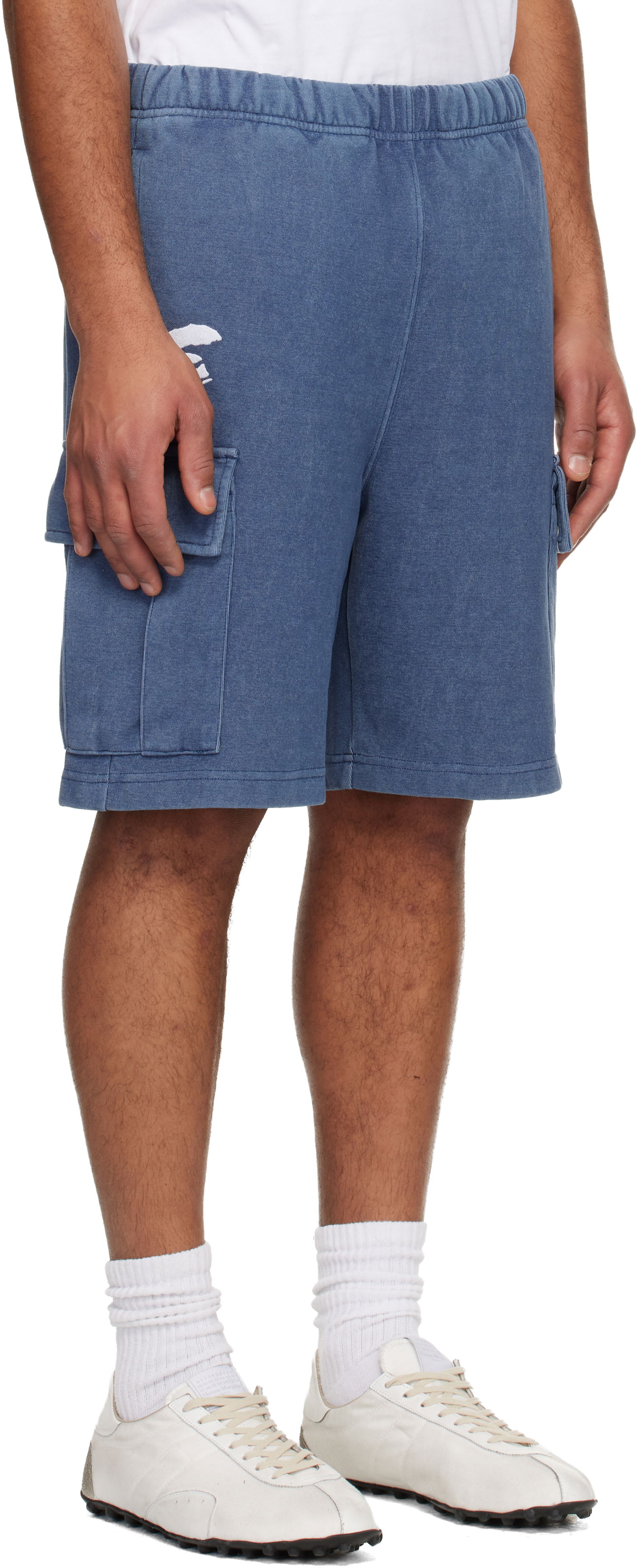 Къси панталони AAPE by A Bathing Ape Moonface Logo Cargo Sweat Shorts Синьо | AAPSPMC605XXNNYX, 1