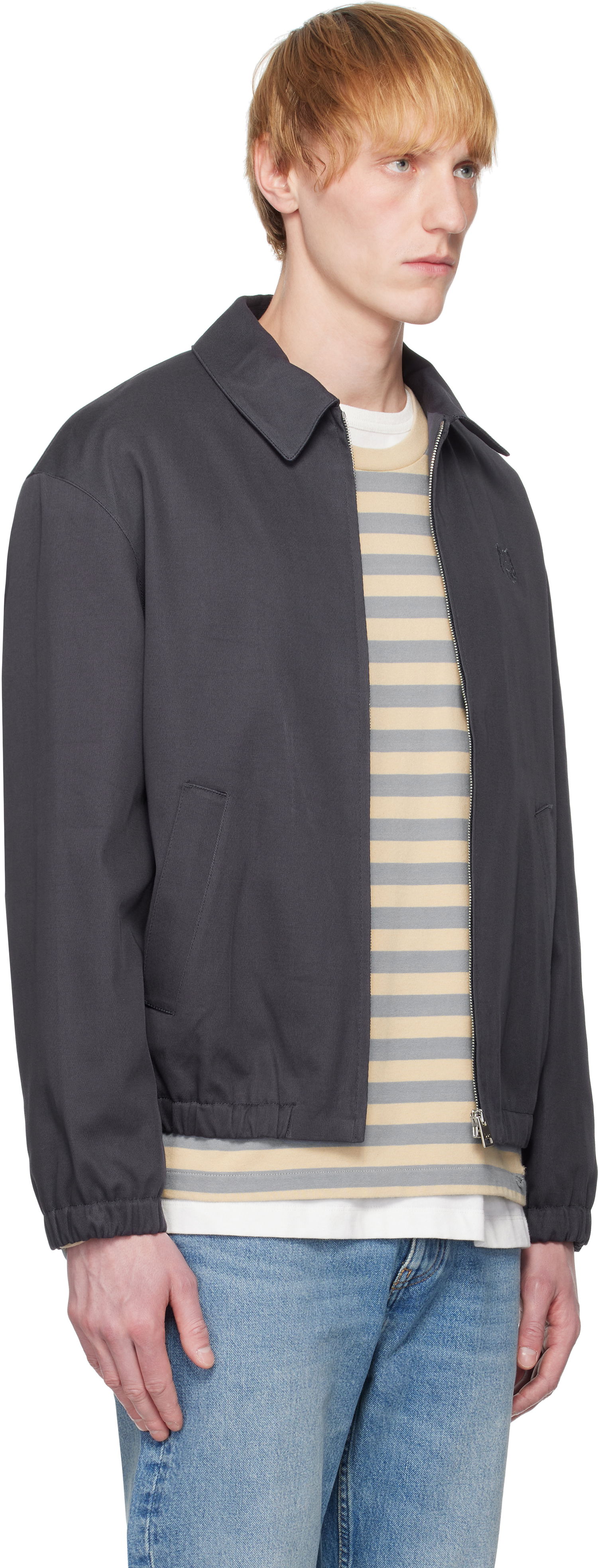 Яке бомбър MAISON KITSUNÉ Maison Kitsuné Elasticated Zipped Jacket Сиво | OM02122WW9028, 1