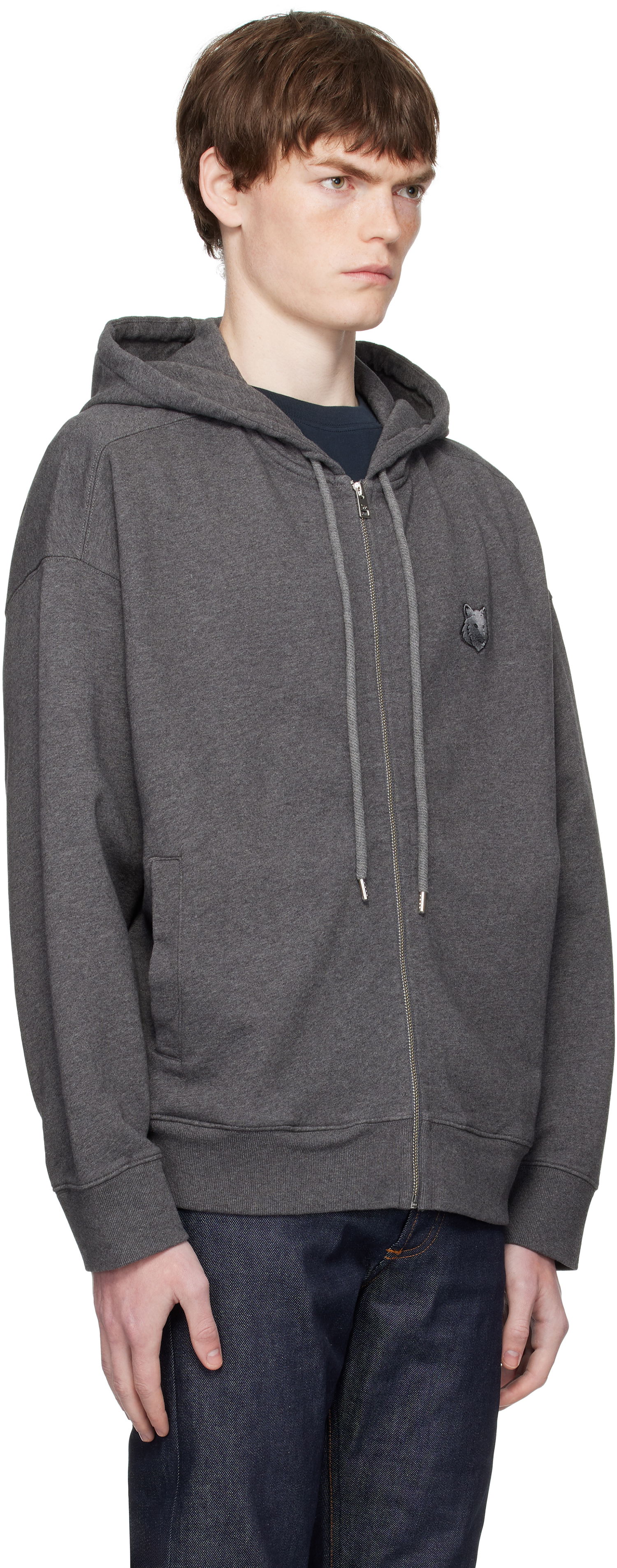 Суитчър MAISON KITSUNÉ Kitsuné Fox Head Patch Oversize Fullzip Hoodie Сиво | PM02138KM0340, 1