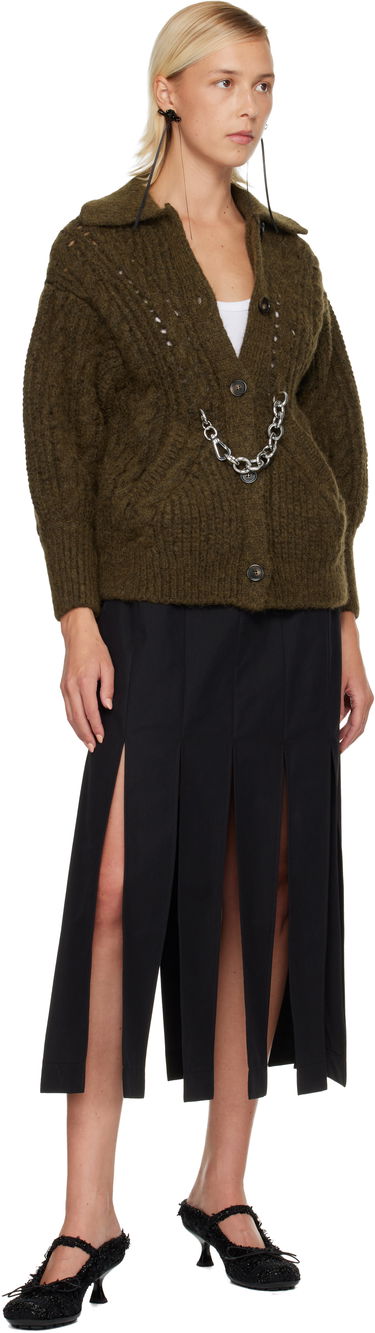 Пуловер Simone Rocha Simone Rocha Sculpted Chunky Knit Chain Detail Cardigan Зелено | MZMK1E 0665, 3