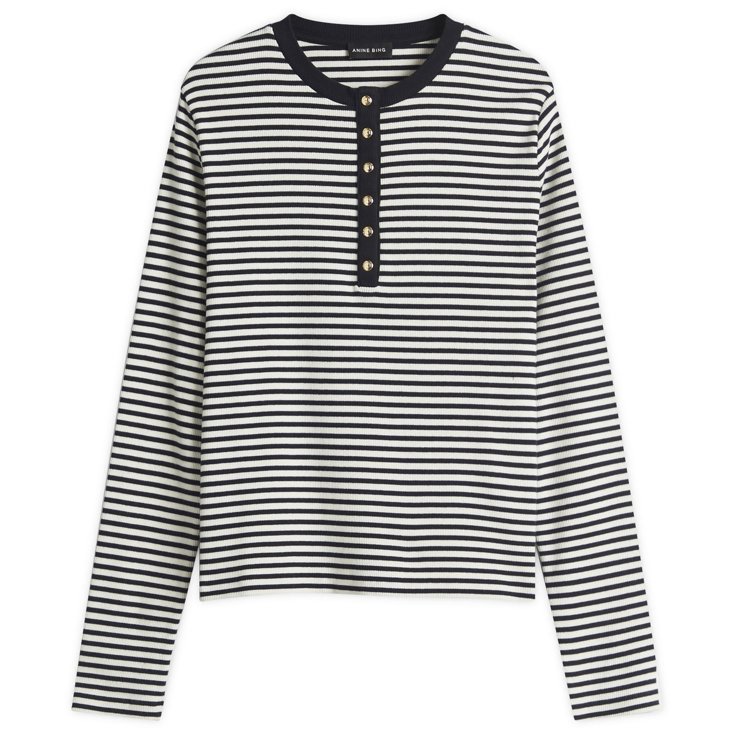 Тениска Anine Bing Anine Bing Alessia Striped Henley Long Sleeve T-Shirt Многоцветен | A-08-10314-MTL2, 1