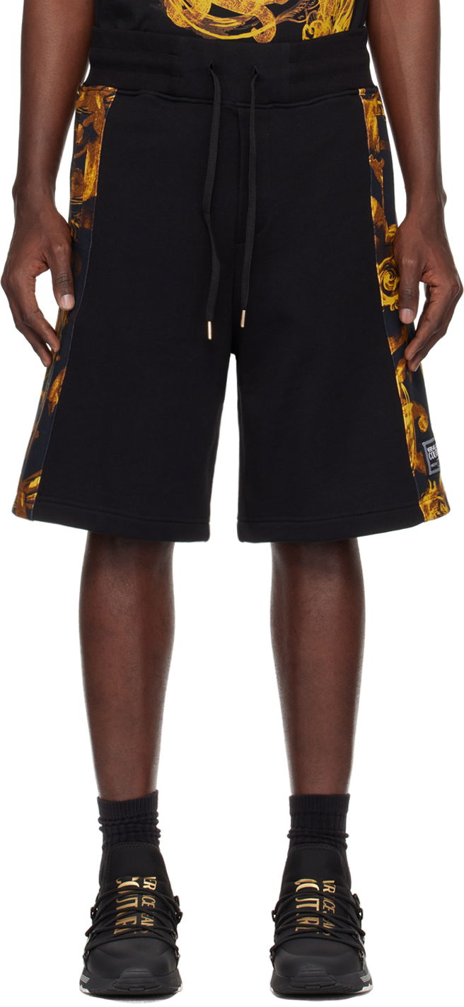 Къси панталони Versace Couture Black & Gold Watercolor Couture Shorts Черно | E76GAD3C0_EFS127