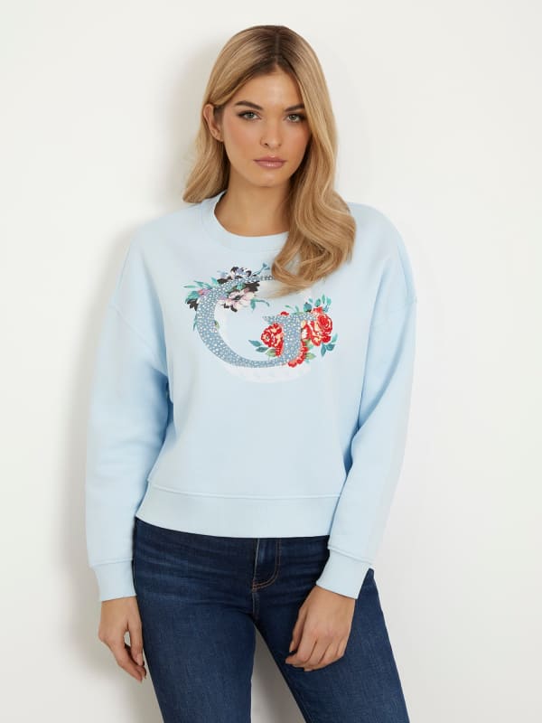 Суитчър GUESS Front Logo Sweatshirt Синьо | W4RQ11K9Z21, 0