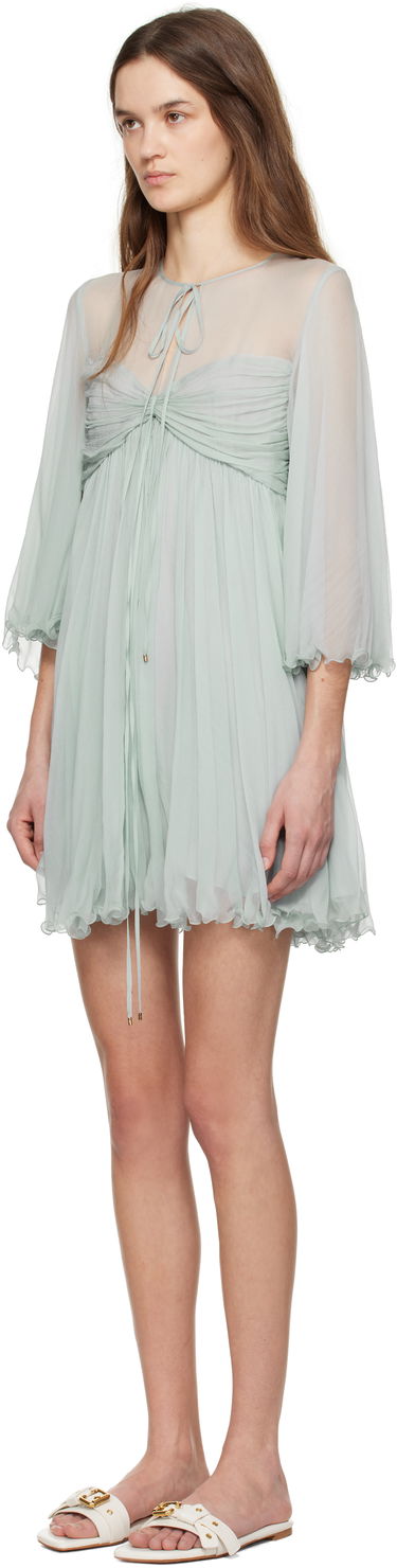 Pокля CHLOÉ Chloé Pleated Mini Dress Зелено | CH25SRO27116, 3