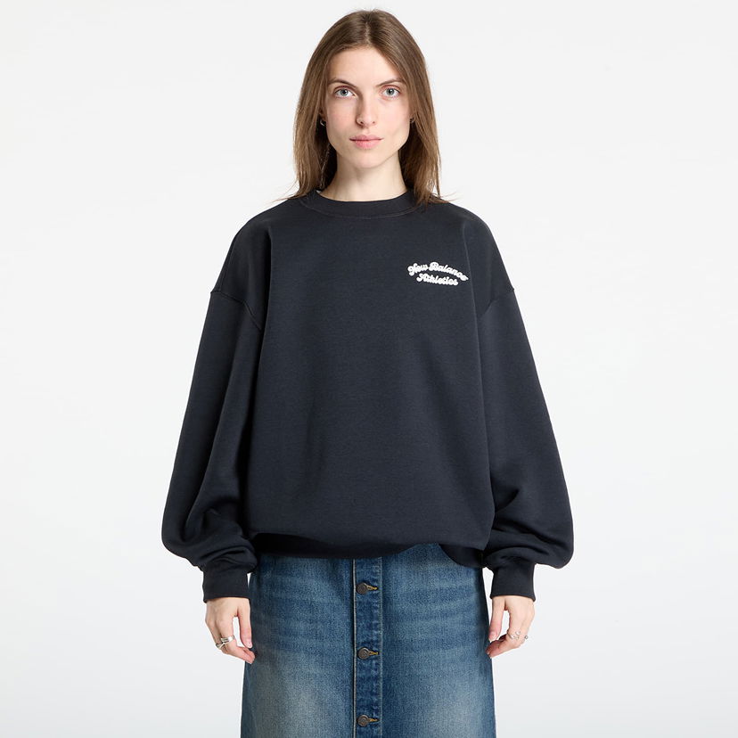 Суитчър New Balance Sweatshirt Linear Heritage Fleece Crew Черно | WT53516BK