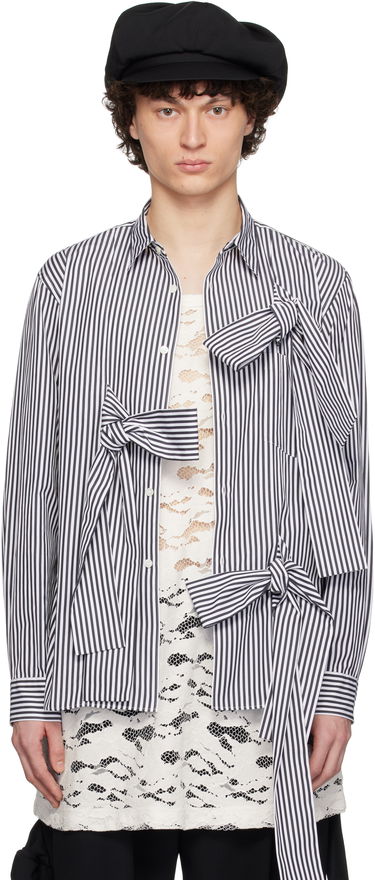 Риза Comme des Garçons Homme Plus Broad Stripe Tie Shirt Тъмно синьо | PO-B018-051, 0