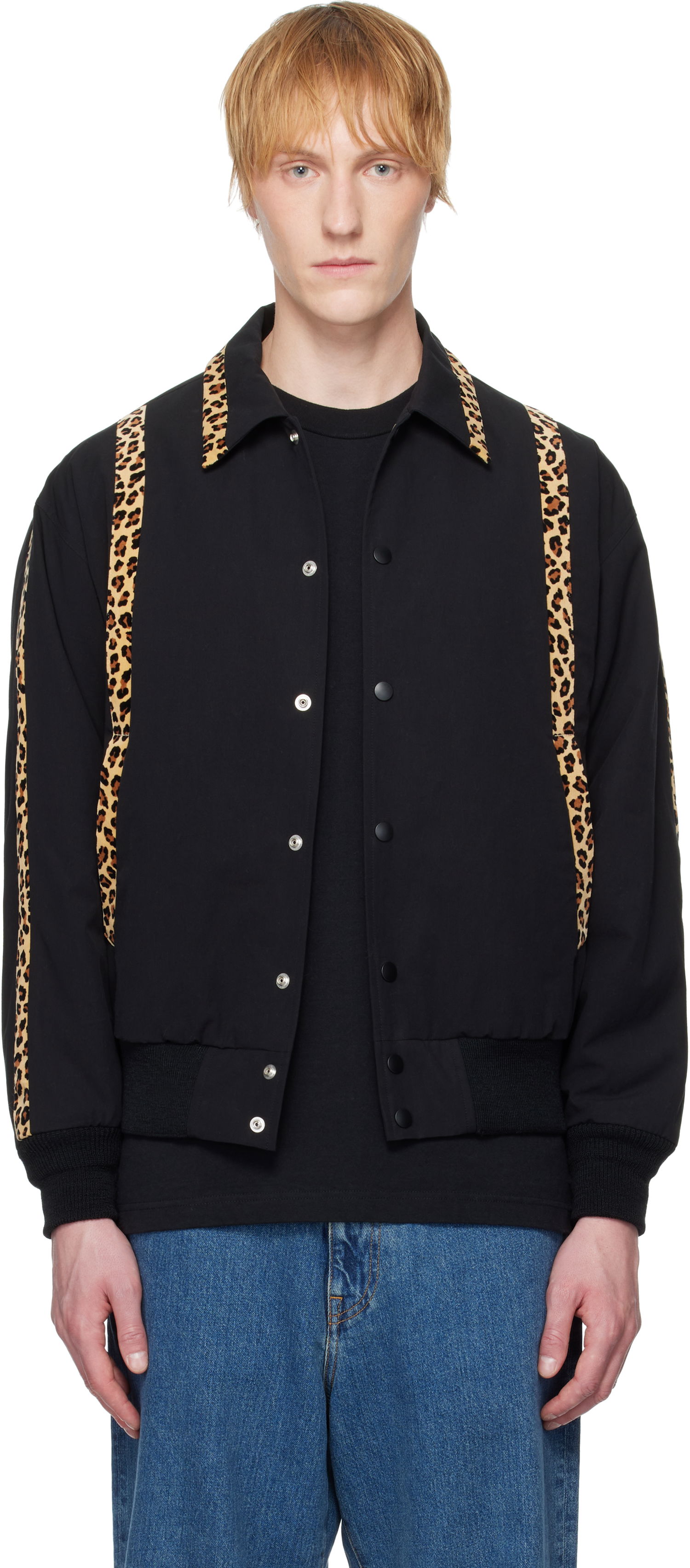 Яке бомбър WACKO MARIA WACKO MARIA 50's Leopard Trim Jacket Черно | 25SS-WMO-BL14, 0