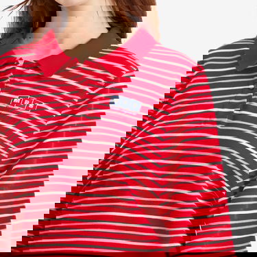 Поло тениска Martine Rose Martine Rose Striped Cropped Polo T-Shirt, Size Large Червено | 659JE02104O-REDWHT, 5