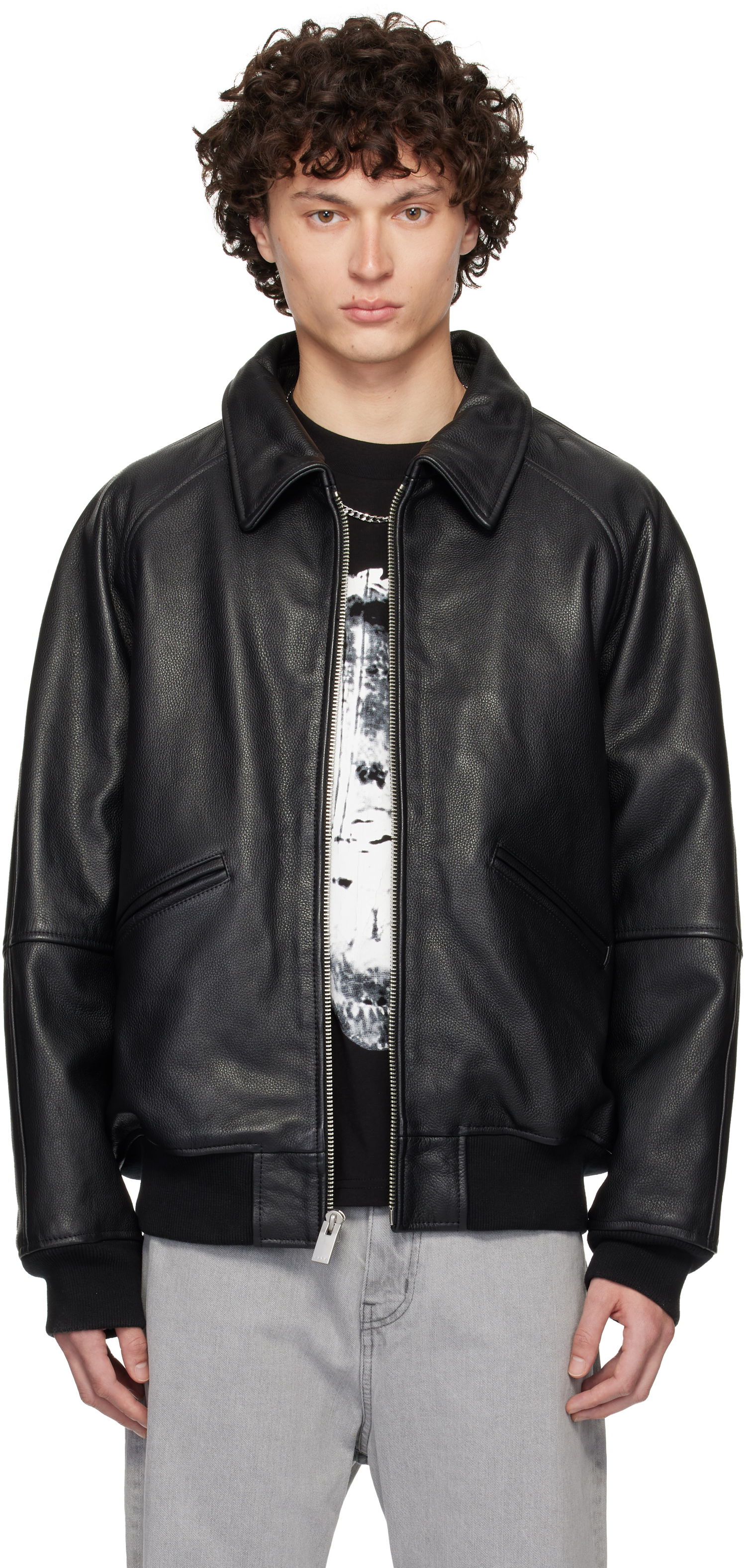 Яке бомбър 1017 ALYX 9SM ALYX 9SM Varsity Leather Jacket Черно | AAMOU0545LE01, 0