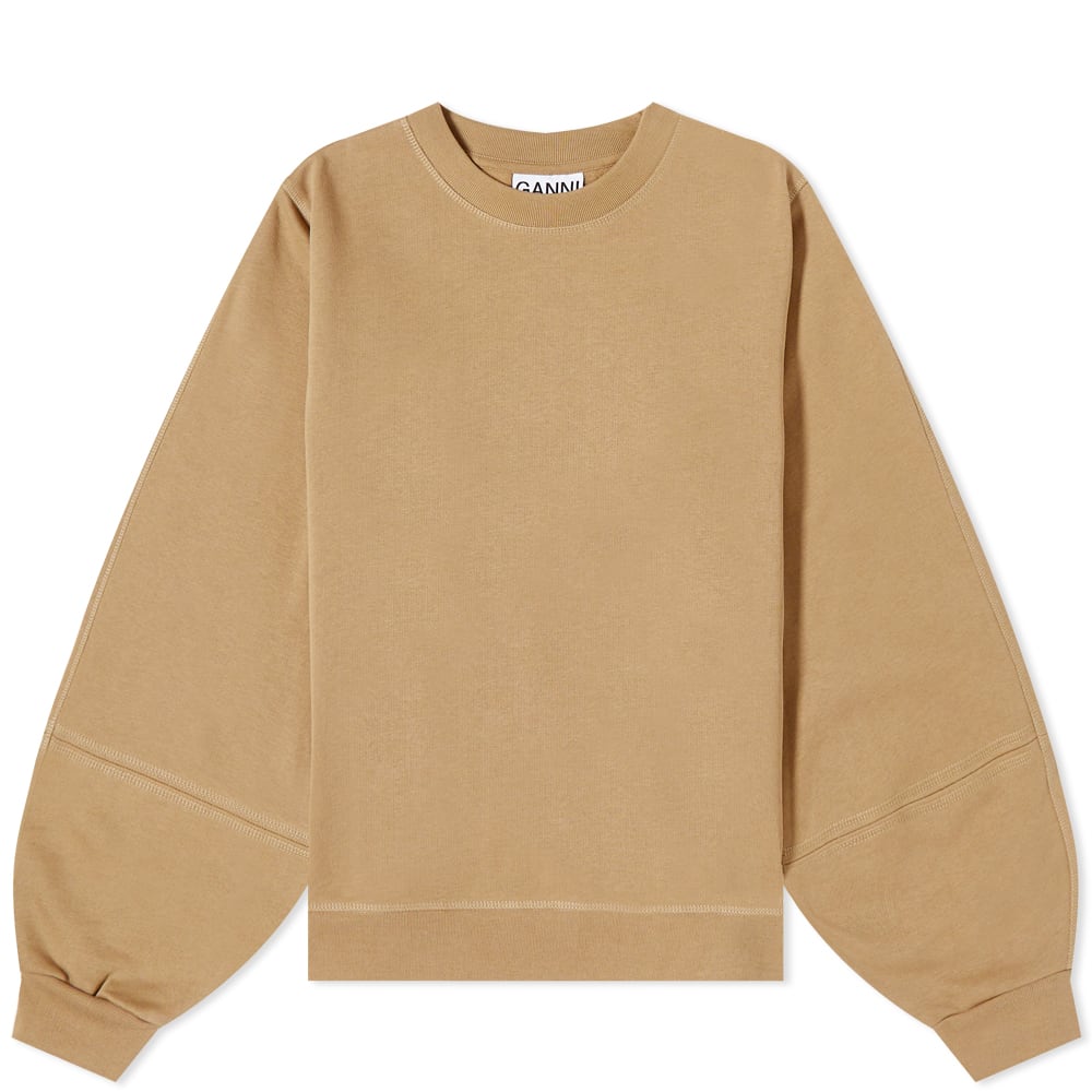 Суитчър GANNI Software Logo Puff Sleeve Sweat Кафяво | T3378-554, 0