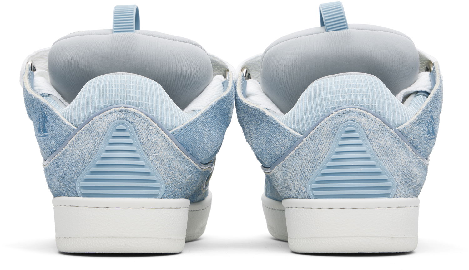 Кецове и обувки LANVIN Blue Curb Denim-Effect Leather Sneakers Синьо | FU-SKDK12-USJE-P25, 1