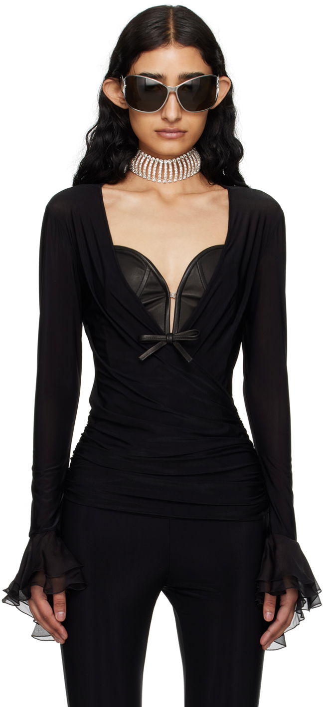 боди Blumarine Ruffle Long Sleeve Top Черно | P444C053A, 0