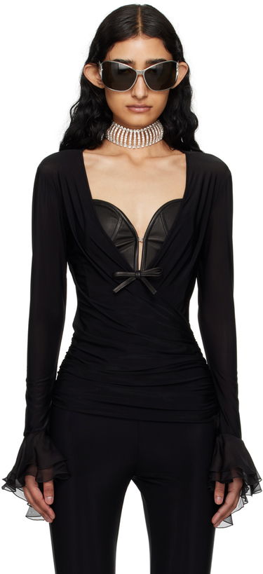 боди Blumarine Ruffle Long Sleeve Top Черно | P444C053A, 0