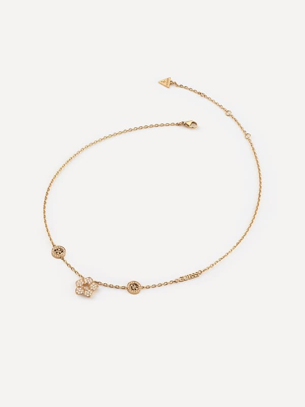 Колие GUESS Gold-Tone Flower Pendant Necklace Металик | JUBN04470JW