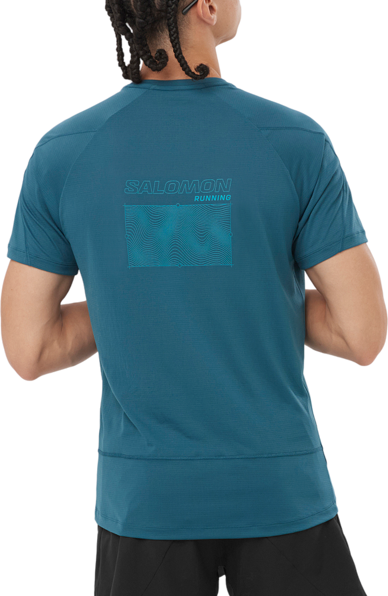Тениска Salomon CROSS RUN SS TEE GFX M Синьо | lc2195500, 1