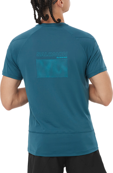 Тениска Salomon CROSS RUN SS TEE GFX M Синьо | lc2195500, 1