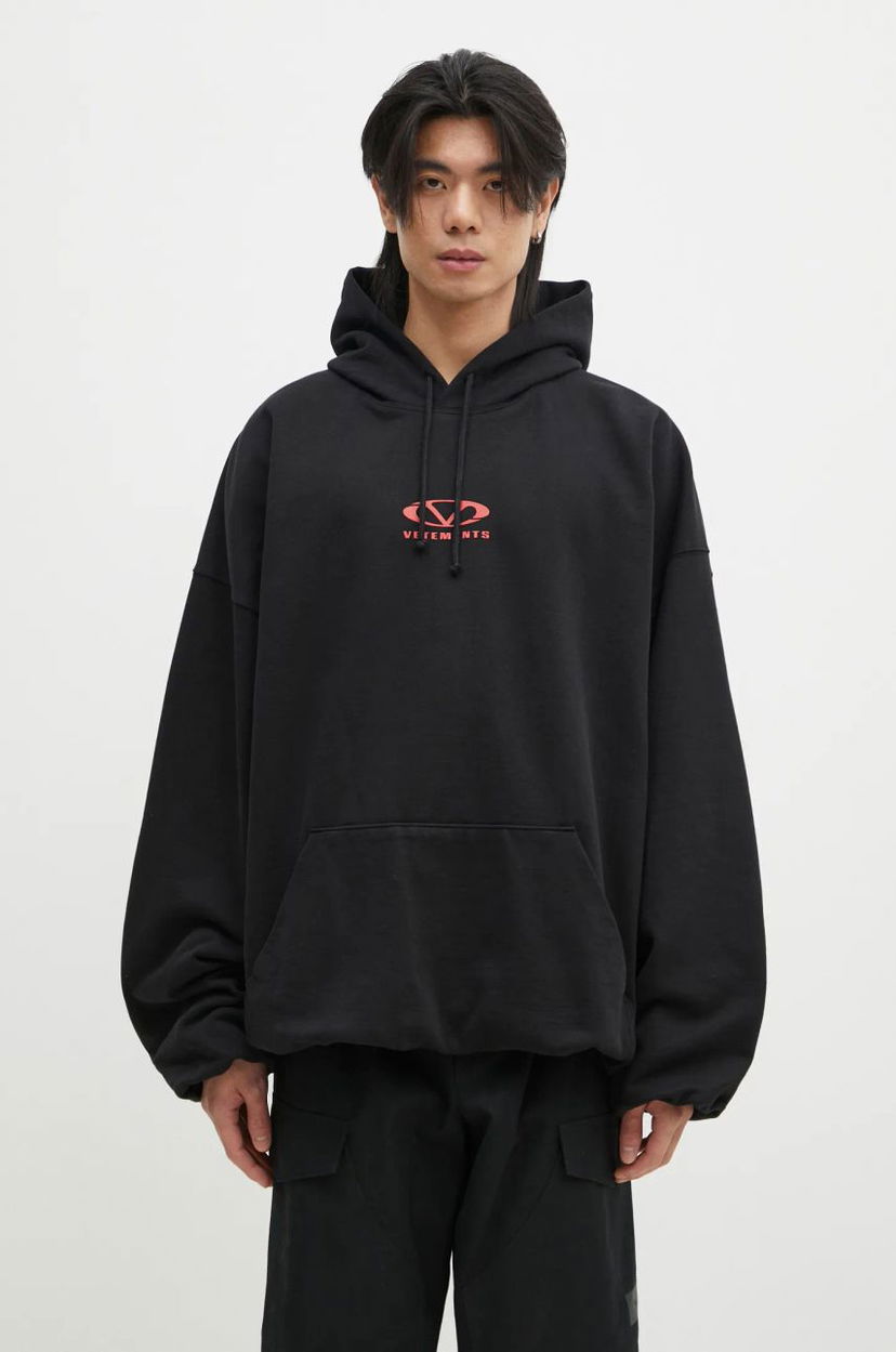 Суитчър VETEMENTS Oval Logo Cropped Boxy Hoodie Черно | UA66HD600BR